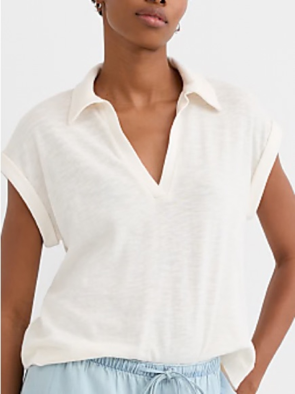 LOFT Cream Polo V-Neck Tunic